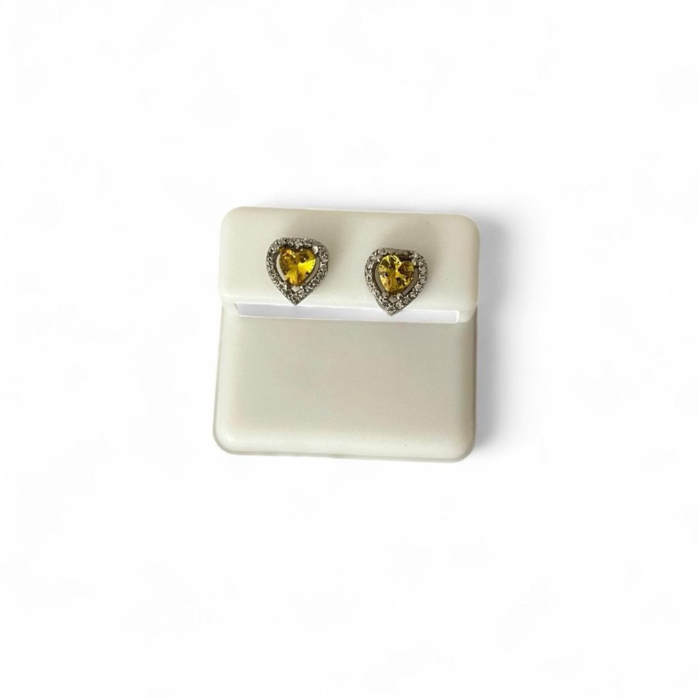 Yellow Heart Stud 925 Sterling Silver Earrings